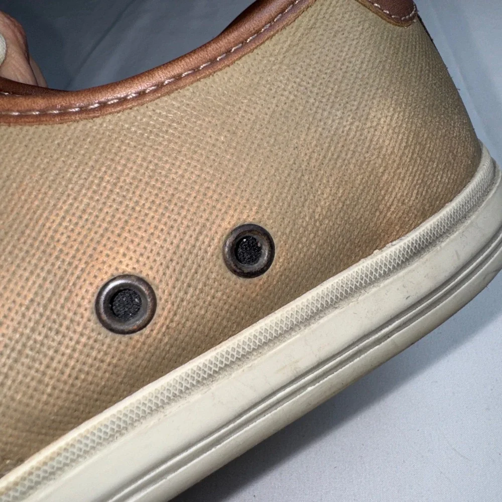 Sebago Mens Frome Glover Plain Toe Taupe Leather Sneakers B140061 Size 10